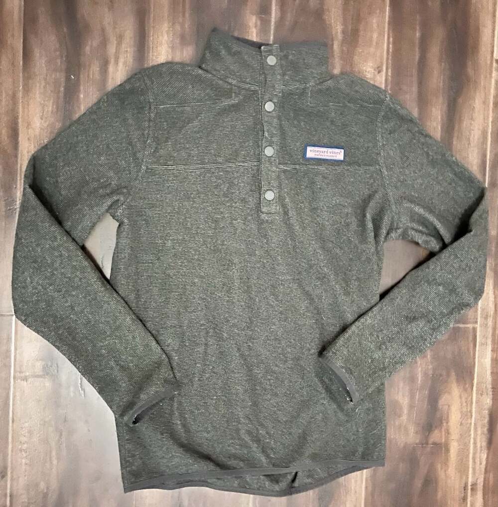 Vineyard Vines Snap Placket Fleece Shep Shirt Charcoal Gray Size Large